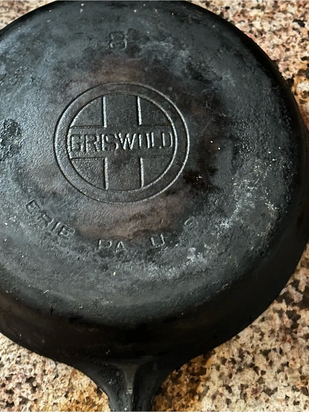 Vintage Griswold No. 8 Cast Iron Skillet  Large Block Logo